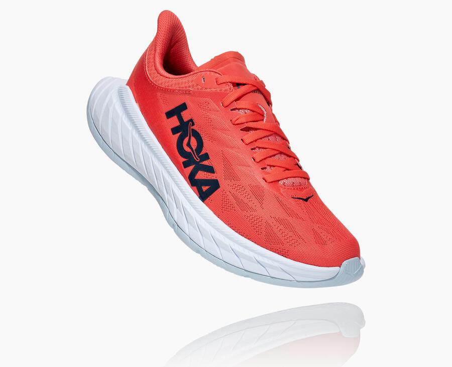 Hoka One One Hardloopschoenen Dames - Carbon X 2 - Rood/Wit - UM6598074